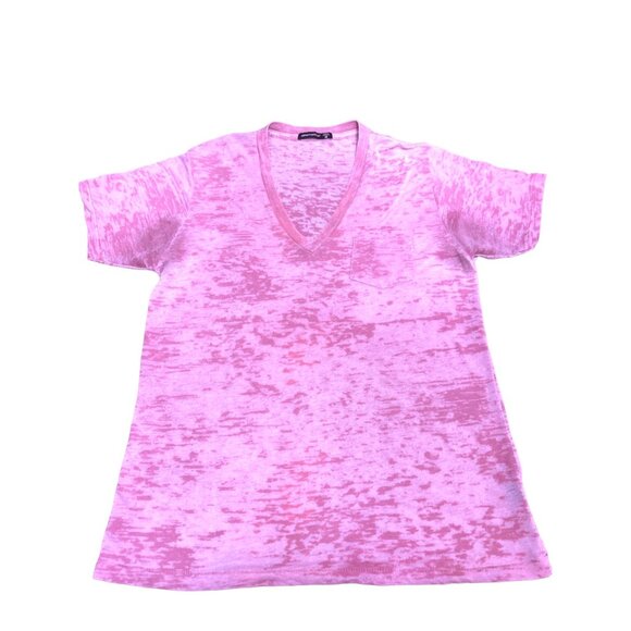 Alternative Soft Sheer Short Sleeve T Shirt Tie Dye Pink V Neck Size Med Cotton - Picture 5 of 8